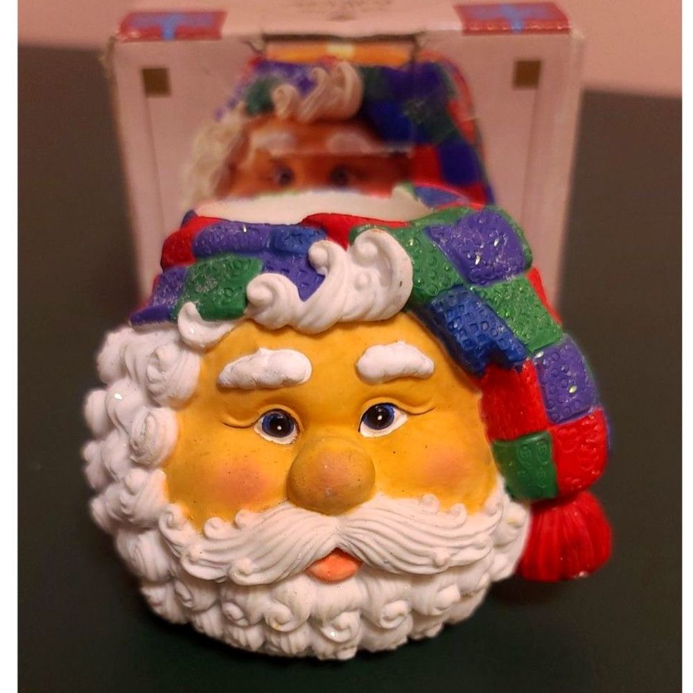 Santa Tea Light Holder RARE 1995 Resin